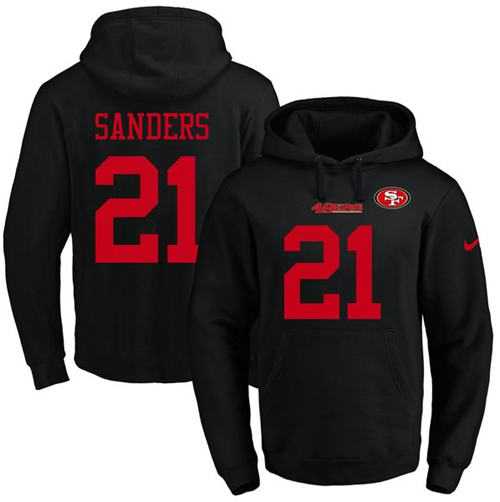 Nike San Francisco 49ers #21 Deion Sanders Black Name & Number Pullover NFL Hoodie