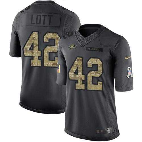 Nike San Francisco 49ers #42 Ronnie Lott Black Men's Stitched NFL Limited 2016 Salute to Service Jersey