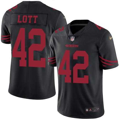 Nike San Francisco 49ers #42 Ronnie Lott Black Men's Stitched NFL Limited Rush Jersey
