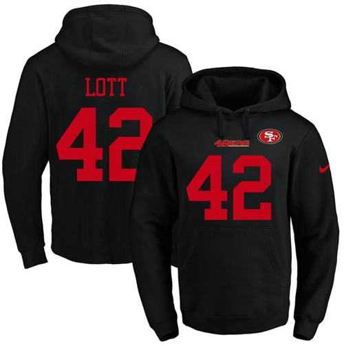 Nike San Francisco 49ers #42 Ronnie Lott Black Name & Number Pullover NFL Hoodie