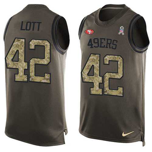 Nike San Francisco 49ers #42 Ronnie Lott Green Men's Stitched NFL Limited Salute To Service Tank Top Jersey