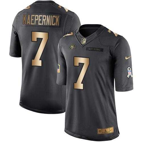 Nike San Francisco 49ers #7 Colin Kaepernick Anthracite Men's Stitched NFL Limited Gold Salute To Service Jersey