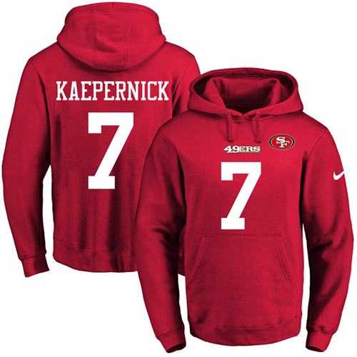 Nike San Francisco 49ers #7 Colin Kaepernick Red Name & Number Pullover NFL Hoodie