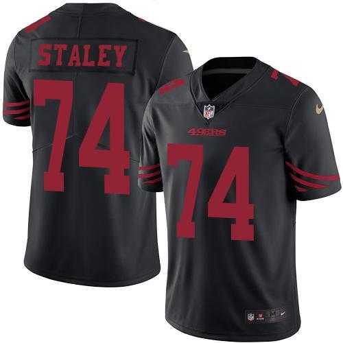 Nike San Francisco 49ers #74 Joe Staley Black Men's Stitched NFL Limited Rush Jersey