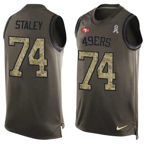 Nike San Francisco 49ers #74 Joe Staley Green Men's Stitched NFL Limited Salute To Service Tank Top Jersey