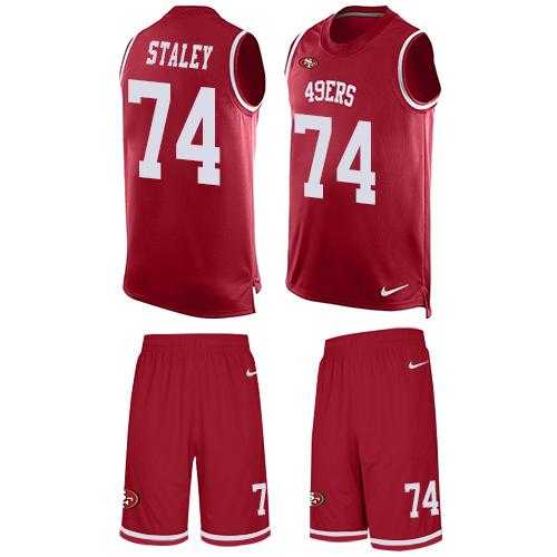 Nike San Francisco 49ers #74 Joe Staley Red Team Color Men's Stitched NFL Limited Tank Top Suit Jersey