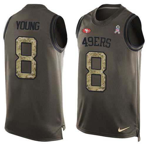 Nike San Francisco 49ers #8 Steve Young Green Men's Stitched NFL Limited Salute To Service Tank Top Jersey