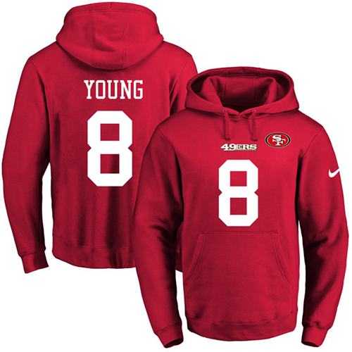 Nike San Francisco 49ers #8 Steve Young Red Name & Number Pullover NFL Hoodie