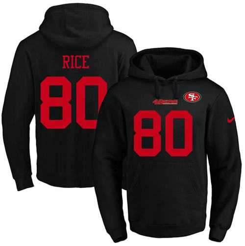 Nike San Francisco 49ers #80 Jerry Rice Black Name & Number Pullover NFL Hoodie