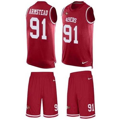 Nike San Francisco 49ers #91 Arik Armstead Red Team Color Men's Stitched NFL Limited Tank Top Suit Jersey