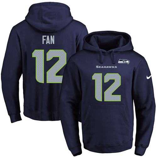 Nike Seattle Seahawks #12 Fan Navy Blue Name & Number Pullover NFL Hoodie