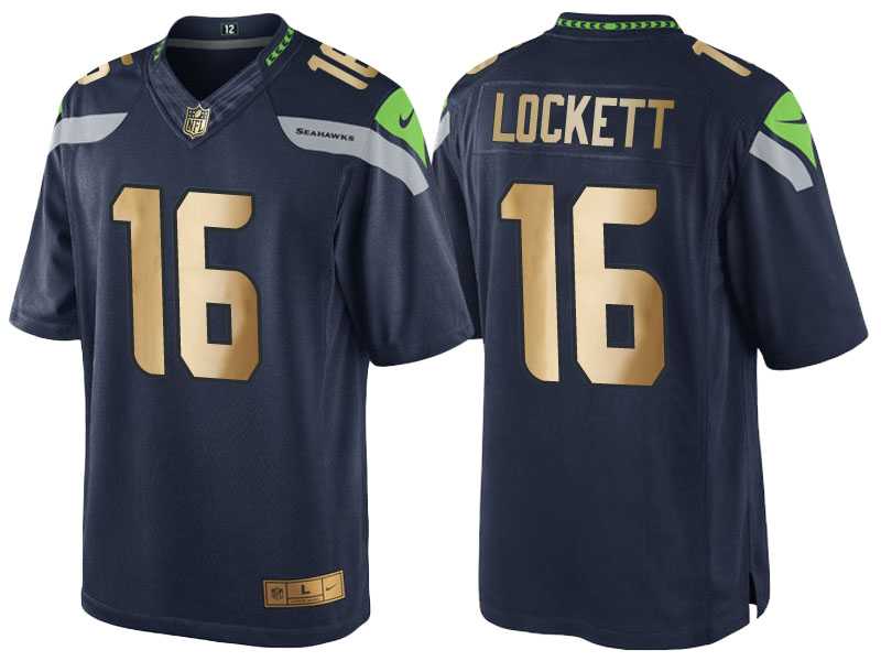 Nike Seattle Seahawks #16 Tyler Lockett 2016 Christmas Navy Golden Men's NFL Game Special Edition Jersey