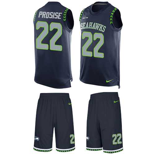 Nike Seattle Seahawks #22 C. J. Prosise Steel Blue Team Color Men's Stitched NFL Limited Tank Top Suit Jersey