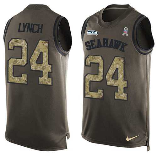 Nike Seattle Seahawks #24 Marshawn Lynch Green Men's Stitched NFL Limited Salute To Service Tank Top Jersey