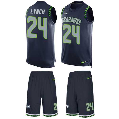Nike Seattle Seahawks #24 Marshawn Lynch Steel Blue Team Color Men's Stitched NFL Limited Tank Top Suit Jersey