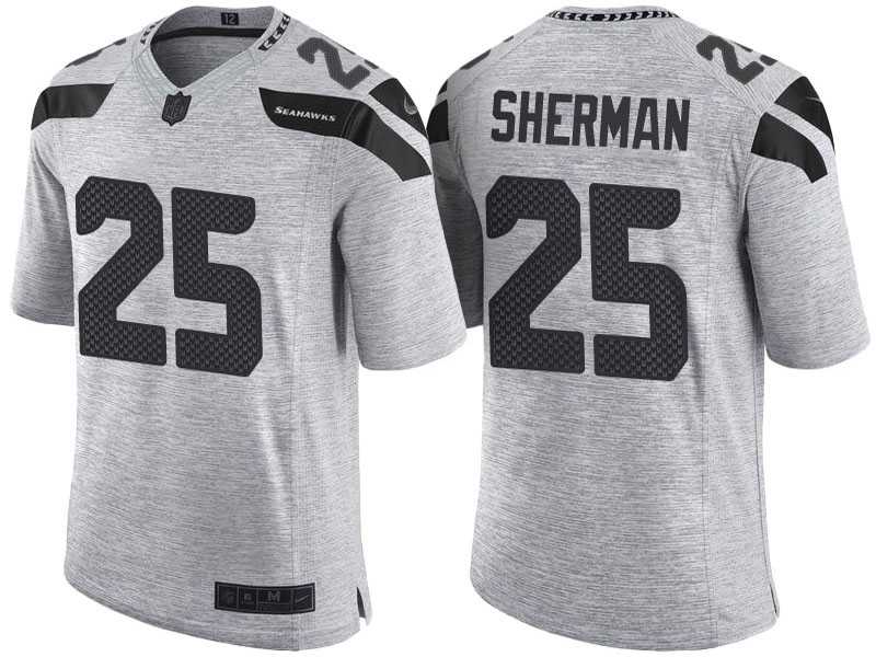 Nike Seattle Seahawks #25 Richard Sherman 2016 Gridiron Gray II Men's NFL Limited Jersey