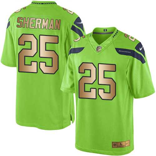Nike Seattle Seahawks #25 Richard Sherman Green Men's Stitched NFL Limited Gold Rush Jersey