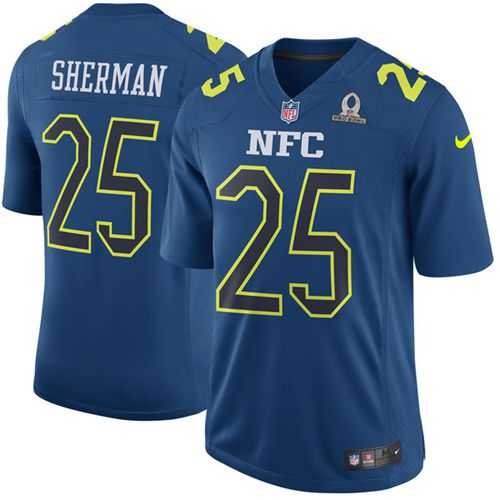 Nike Seattle Seahawks #25 Richard Sherman Navy Men's Stitched NFL Game NFC 2017 Pro Bowl Jersey
