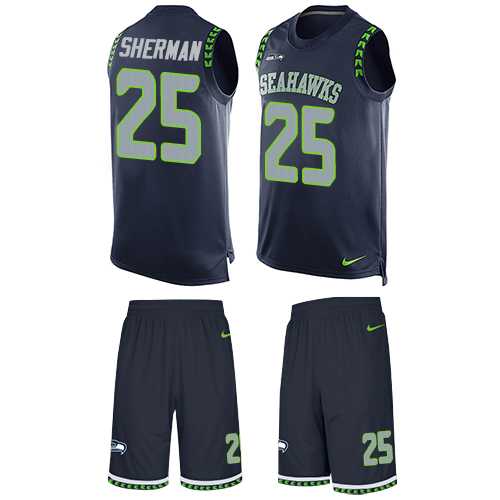 Nike Seattle Seahawks #25 Richard Sherman Steel Blue Team Color Men's Stitched NFL Limited Tank Top Suit Jersey