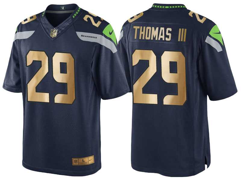 Nike Seattle Seahawks #29 Earl Thomas III 2016 Christmas Navy Golden Men's NFL Game Special Edition Jersey