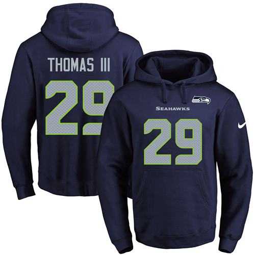 Nike Seattle Seahawks #29 Earl Thomas III Navy Blue Name & Number Pullover NFL Hoodie