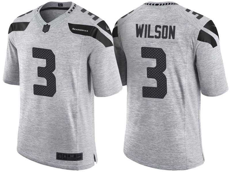 Nike Seattle Seahawks #3 Russell Wilson 2016 Gridiron Gray II Men's NFL Limited Jersey