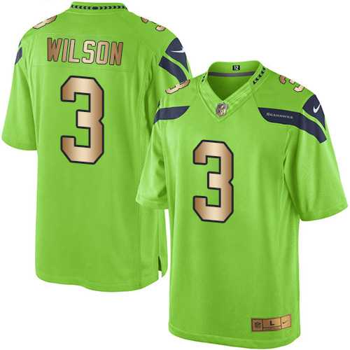Nike Seattle Seahawks #3 Russell Wilson Green Men's Stitched NFL Limited Gold Rush Jersey