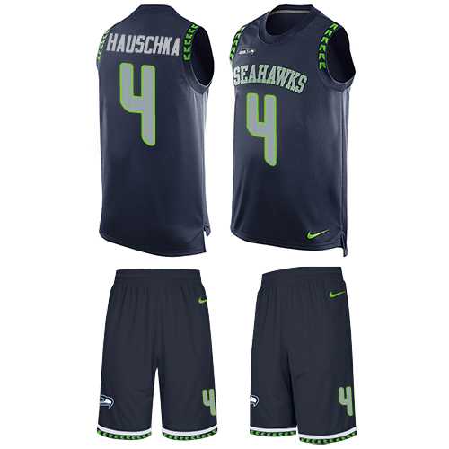 Nike Seattle Seahawks #4 Steven Hauschka Steel Blue Team Color Men's Stitched NFL Limited Tank Top Suit Jersey