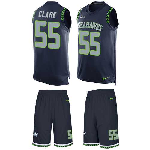 Nike Seattle Seahawks #55 Frank Clark Steel Blue Team Color Men's Stitched NFL Limited Tank Top Suit Jersey