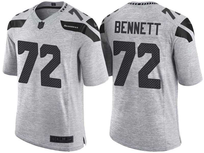 Nike Seattle Seahawks #72 Michael Bennett 2016 Gridiron Gray II Men's NFL Limited Jersey