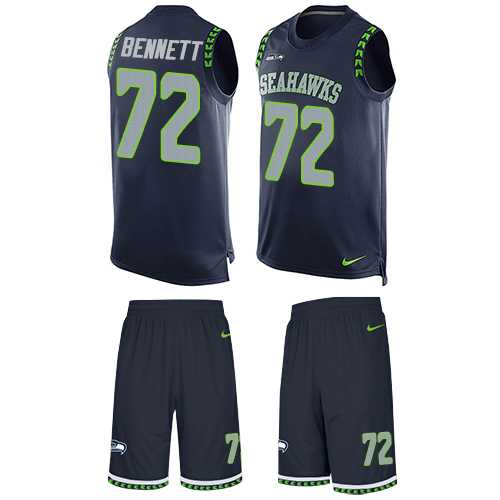 Nike Seattle Seahawks #72 Michael Bennett Steel Blue Team Color Men's Stitched NFL Limited Tank Top Suit Jersey