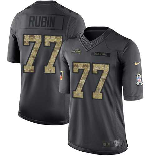 Nike Seattle Seahawks #77 Ahtyba Rubin Black Men's Stitched NFL Limited 2016 Salute to Service Jersey