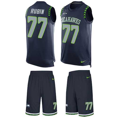 Nike Seattle Seahawks #77 Ahtyba Rubin Steel Blue Team Color Men's Stitched NFL Limited Tank Top Suit Jersey