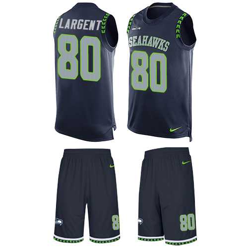 Nike Seattle Seahawks #80 Steve Largent Steel Blue Team Color Men's Stitched NFL Limited Tank Top Suit Jersey