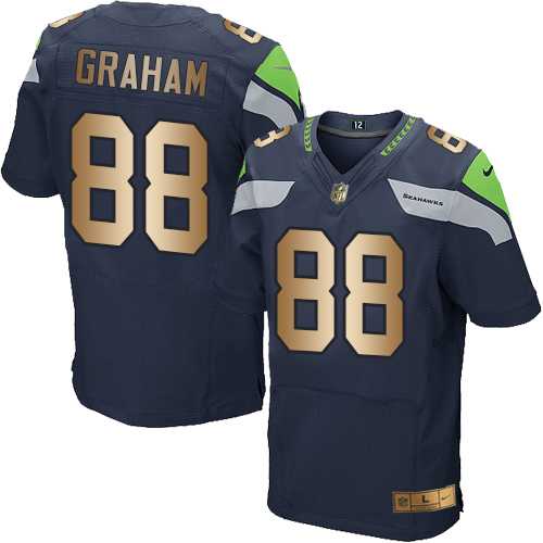 Nike Seattle Seahawks #88 Jimmy Graham Steel Blue Team Color Men's Stitched NFL Elite Gold Jersey