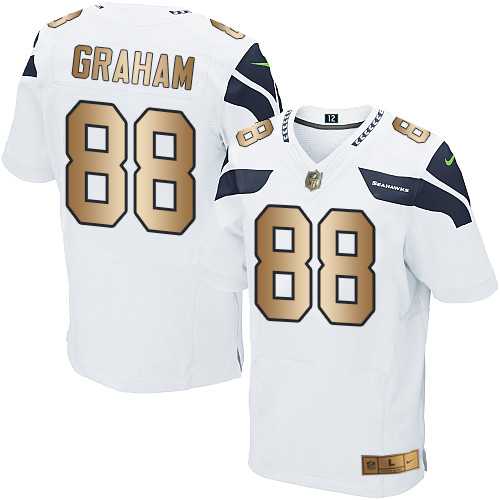 Nike Seattle Seahawks #88 Jimmy Graham White Men's Stitched NFL Elite Gold Jersey