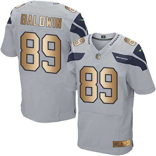 Nike Seattle Seahawks #89 Doug Baldwin Grey Alternate Men's Stitched NFL Elite Gold Jersey