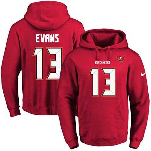 Nike Tampa Bay Buccaneers #13 Mike Evans Red Name & Number Pullover NFL Hoodie