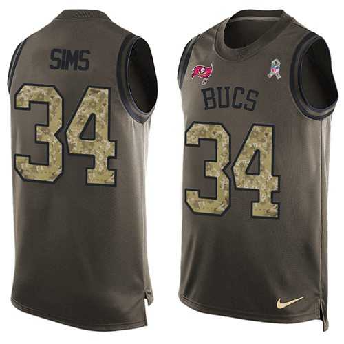 Nike Tampa Bay Buccaneers #34 Charles Sims Green Men's Stitched NFL Limited Salute To Service Tank Top Jersey