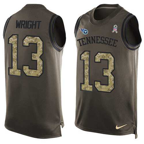 Nike Tennessee Titans #13 Kendall Wright Green Men's Stitched NFL Limited Salute To Service Tank Top Jersey