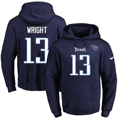 Nike Tennessee Titans #13 Kendall Wright Navy Blue Name & Number Pullover NFL Hoodie