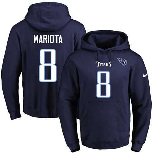 Nike Tennessee Titans #8 Marcus Mariota Navy Blue Name & Number Pullover NFL Hoodie