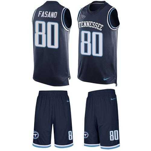 Nike Tennessee Titans #80 Anthony Fasano Navy Blue Alternate Men's Stitched NFL Limited Tank Top Suit Jersey