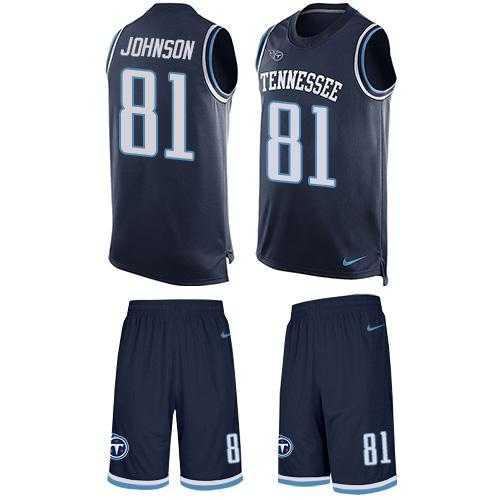 Nike Tennessee Titans #81 Andre Johnson Navy Blue Alternate Men's Stitched NFL Limited Tank Top Suit Jersey