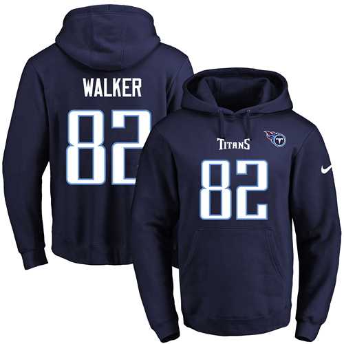 Nike Tennessee Titans #82 Delanie Walker Navy Blue Name & Number Pullover NFL Hoodie