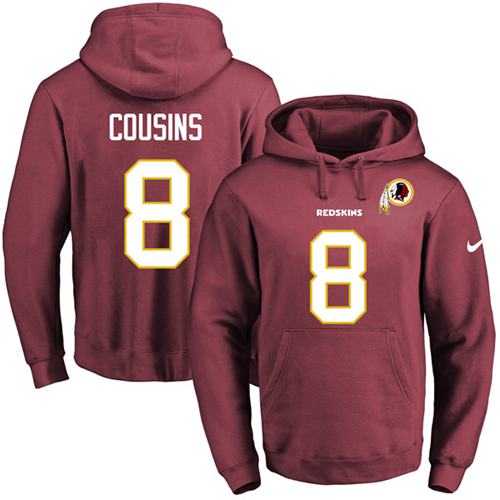 Nike Washington Redskins #8 Kirk Cousins Burgundy Red Name & Number Pullover NFL Hoodie