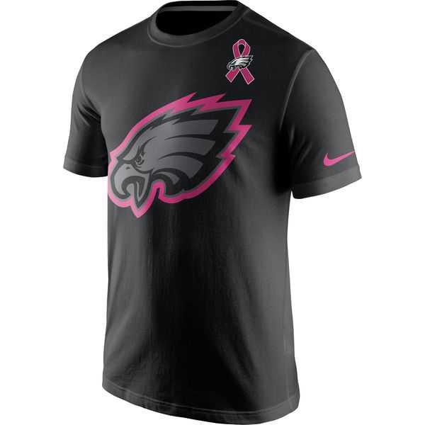 Philadelphia Eagles Nike Breast Cancer Awareness Team Travel Performance T-Shirt Black