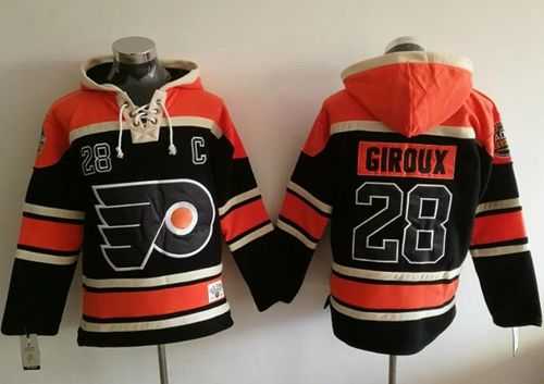 Philadelphia Flyers #28 Claude Giroux Black Sawyer Hooded Sweatshirt Stitched NHL Jersey
