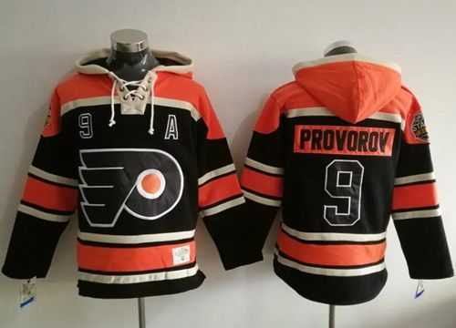 Philadelphia Flyers #9 Ivan Provorov Black Sawyer Hooded Sweatshirt Stitched NHL Jersey