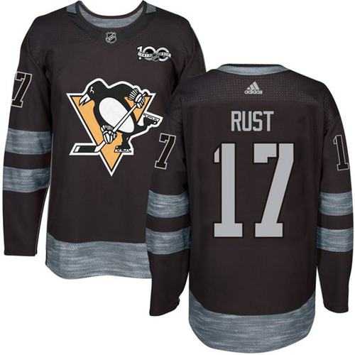 Pittsburgh Penguins #17 Bryan Rust Black 1917-2017 100th Anniversary Stitched NHL Jersey
